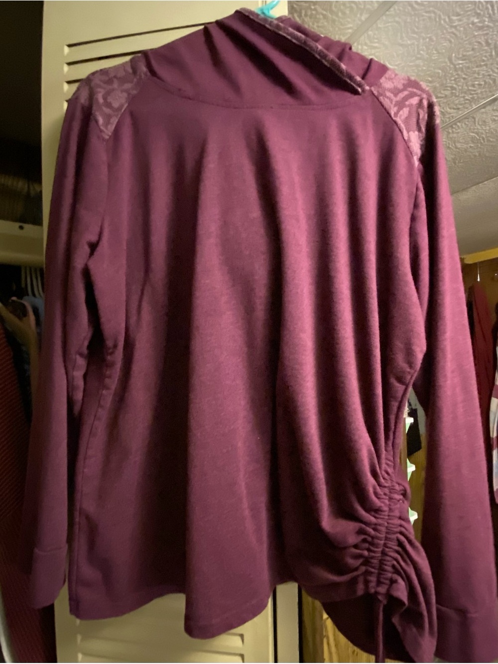 St. John's Bay Ruched Side Pullover Hoodie in Plum